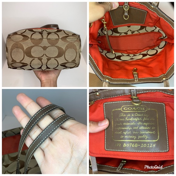 Coach Traditional Signature Khaki Red Stripe Tote - Picture 8 of 8